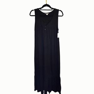 Caslon Black sleeveless Midi Dress with tiered Bottom Size Small
